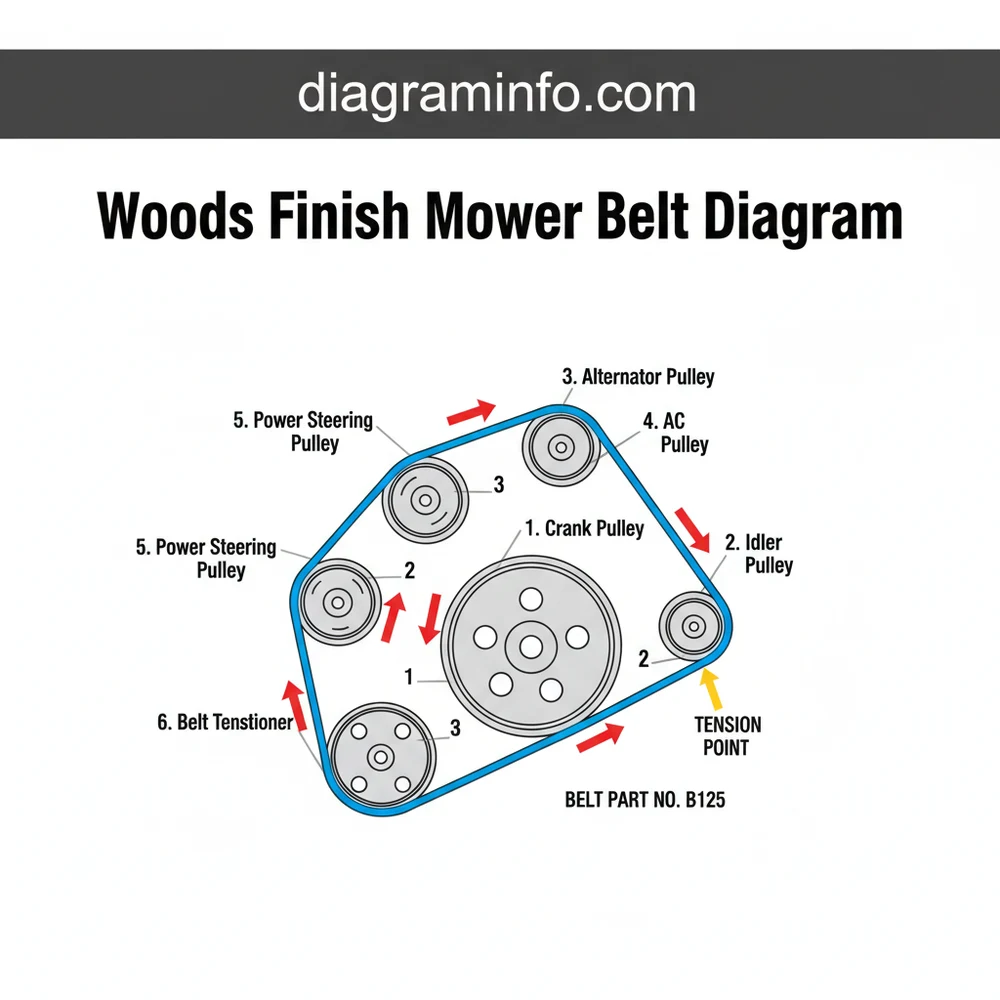 woods finish mower belt diagram diagram with labeled components and explanations