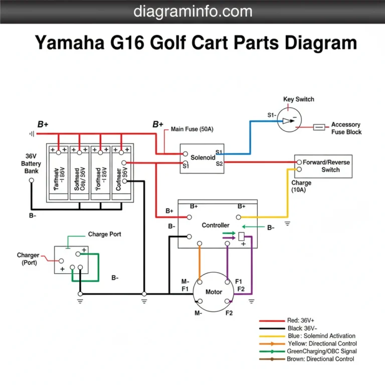 yamaha g16 golf cart parts diagram diagram with labeled components and explanations
