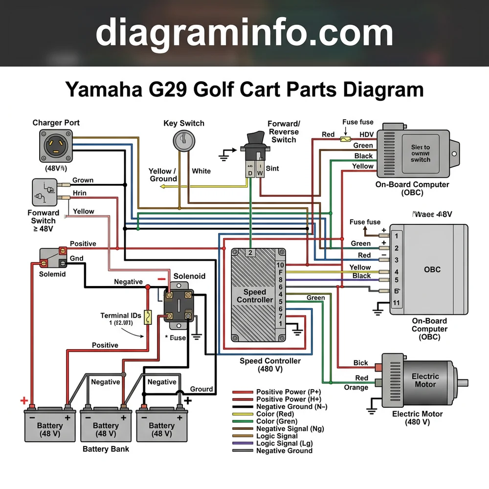 yamaha g29 golf cart parts diagram diagram with labeled components and explanations