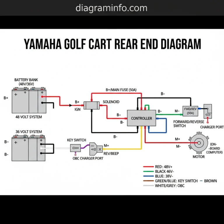 yamaha golf cart rear end diagram diagram with labeled components and explanations