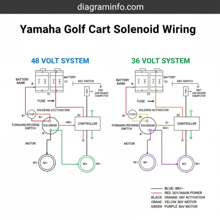 yamaha golf cart solenoid wiring diagram with labeled components and explanations
