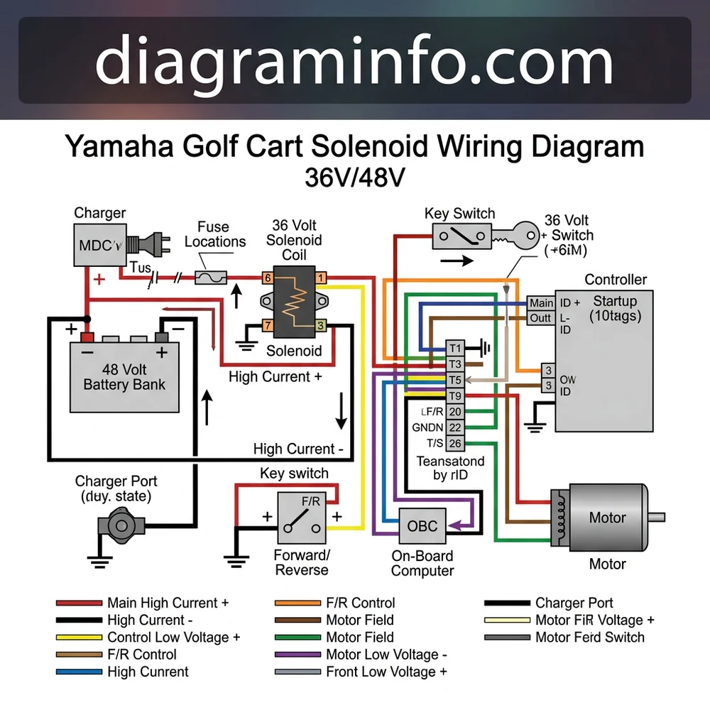yamaha golf cart solenoid wiring diagram diagram with labeled components and explanations
