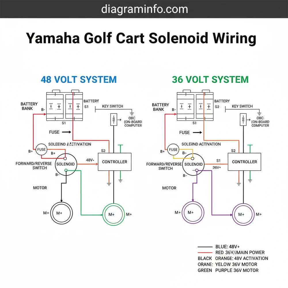 yamaha golf cart solenoid wiring diagram with labeled components and explanations