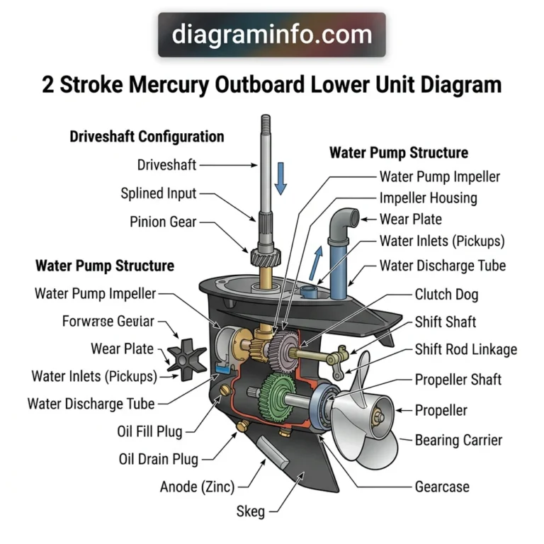 2 stroke mercury outboard lower unit diagram diagram with labeled components and explanations