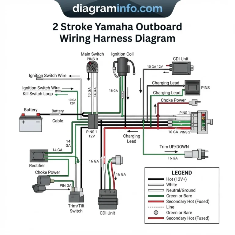 2 stroke yamaha outboard wiring harness diagram diagram with labeled components and explanations