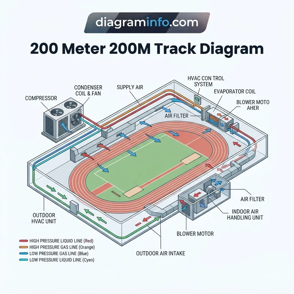 200 meter 200m track diagram diagram with labeled components and explanations