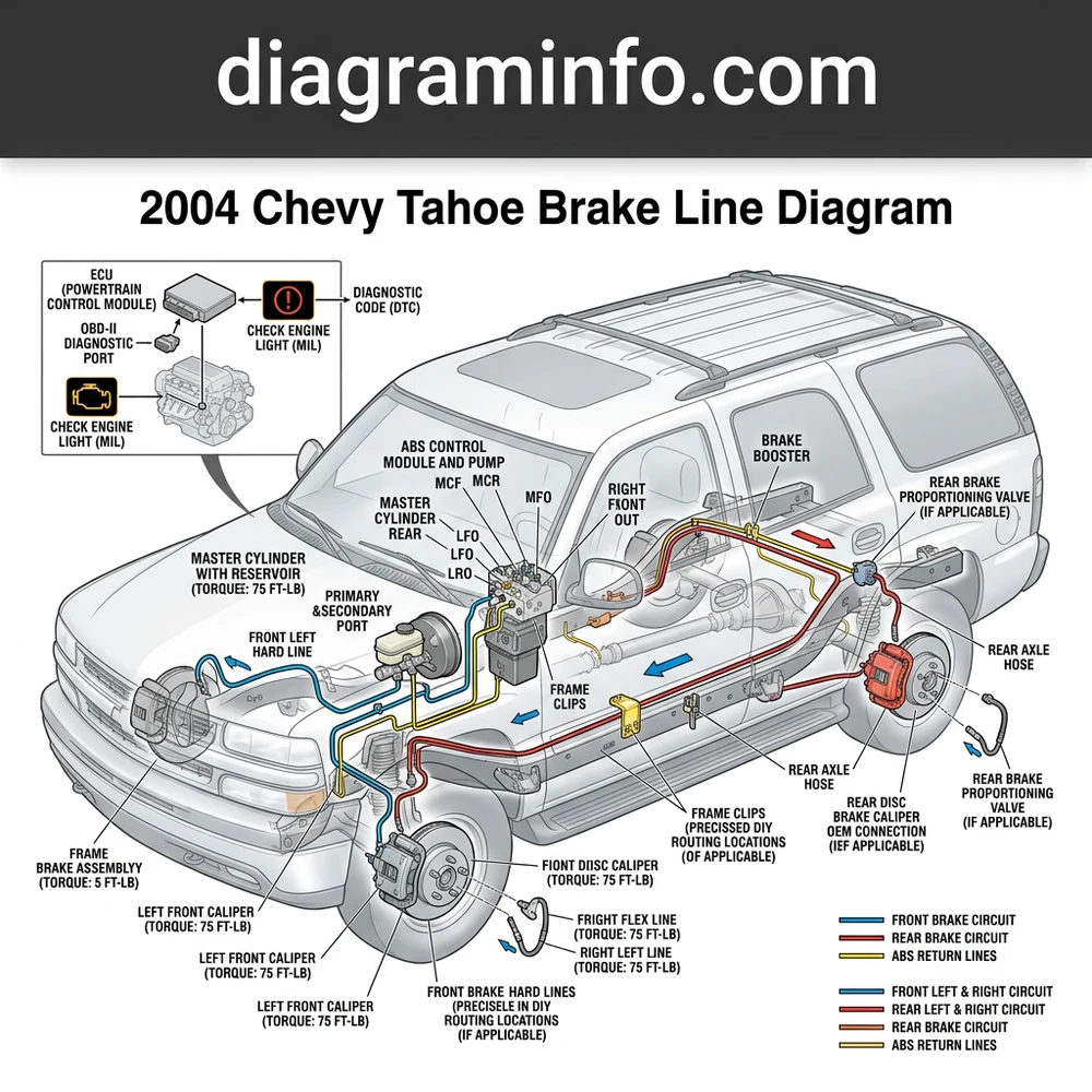 2004 chevy tahoe brake line diagram diagram with labeled components and explanations
