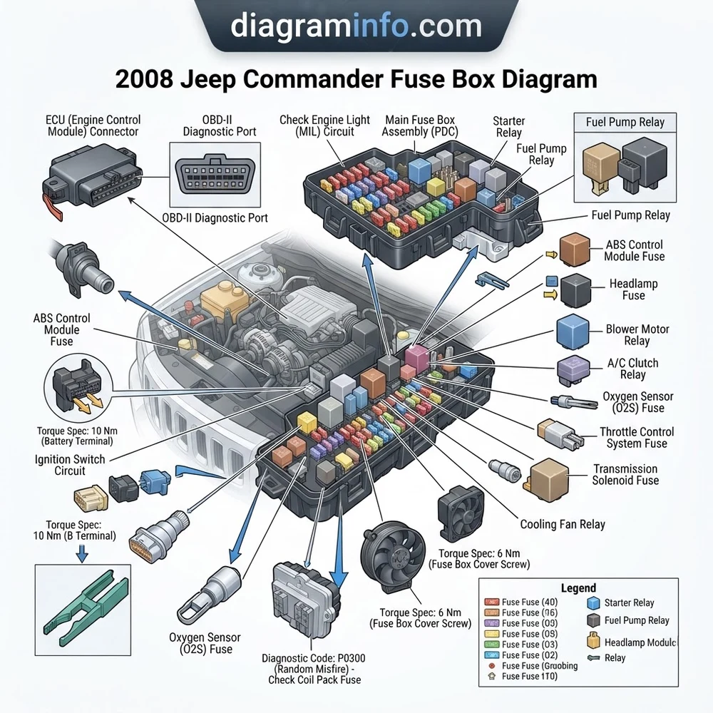 2008 jeep commander fuse box diagram diagram with labeled components and explanations
