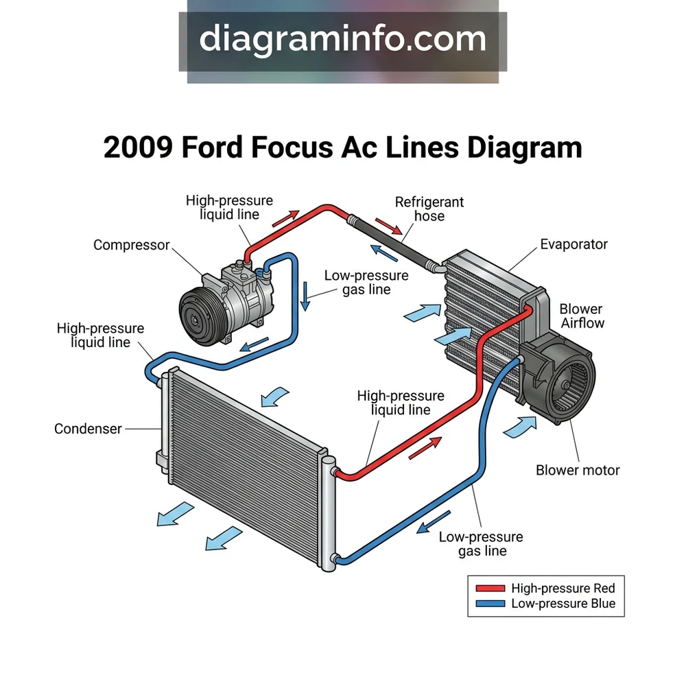 2009 ford focus ac lines diagram diagram with labeled components and explanations
