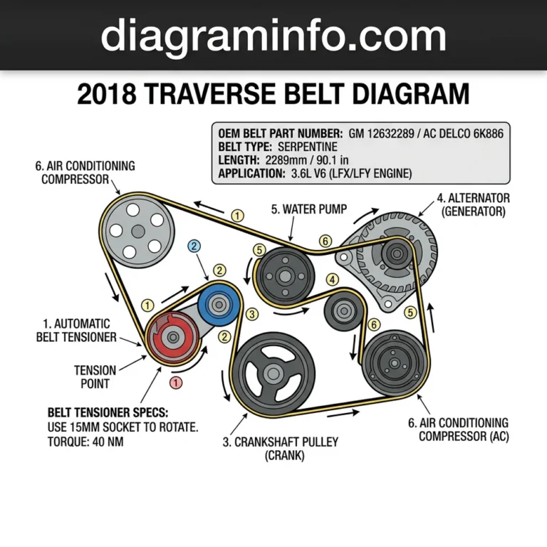 2018 traverse belt diagram diagram with labeled components and explanations