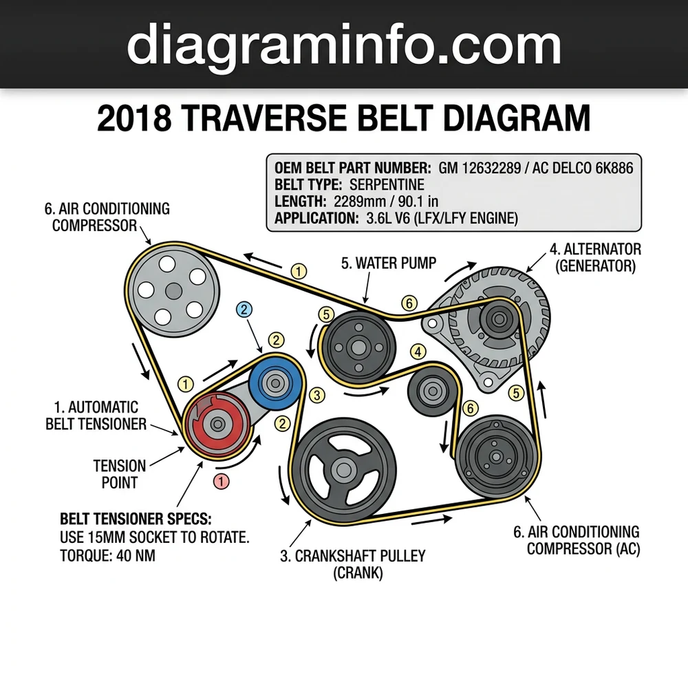 2018 traverse belt diagram diagram with labeled components and explanations