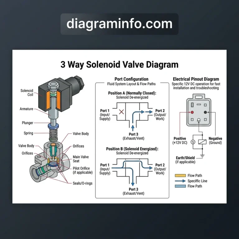 3 way solenoid valve diagram diagram with labeled components and explanations