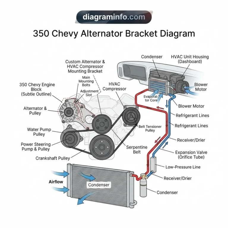 350 chevy alternator bracket diagram diagram with labeled components and explanations