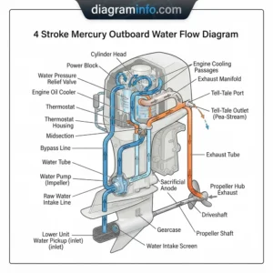 4 stroke mercury outboard water flow diagram diagram with labeled components and explanations
