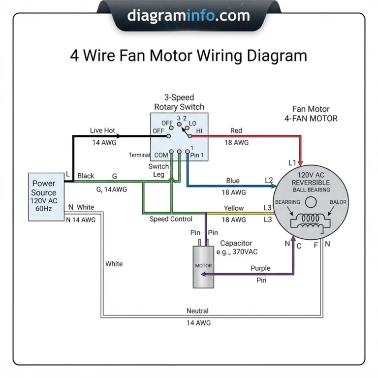 4 wire fan motor wiring diagram diagram with labeled components and explanations