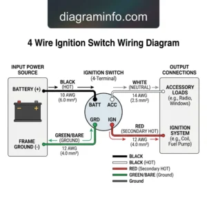 4 wire ignition switch wiring diagram diagram with labeled components and explanations