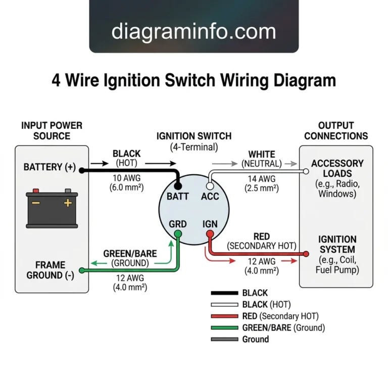 4 wire ignition switch wiring diagram diagram with labeled components and explanations