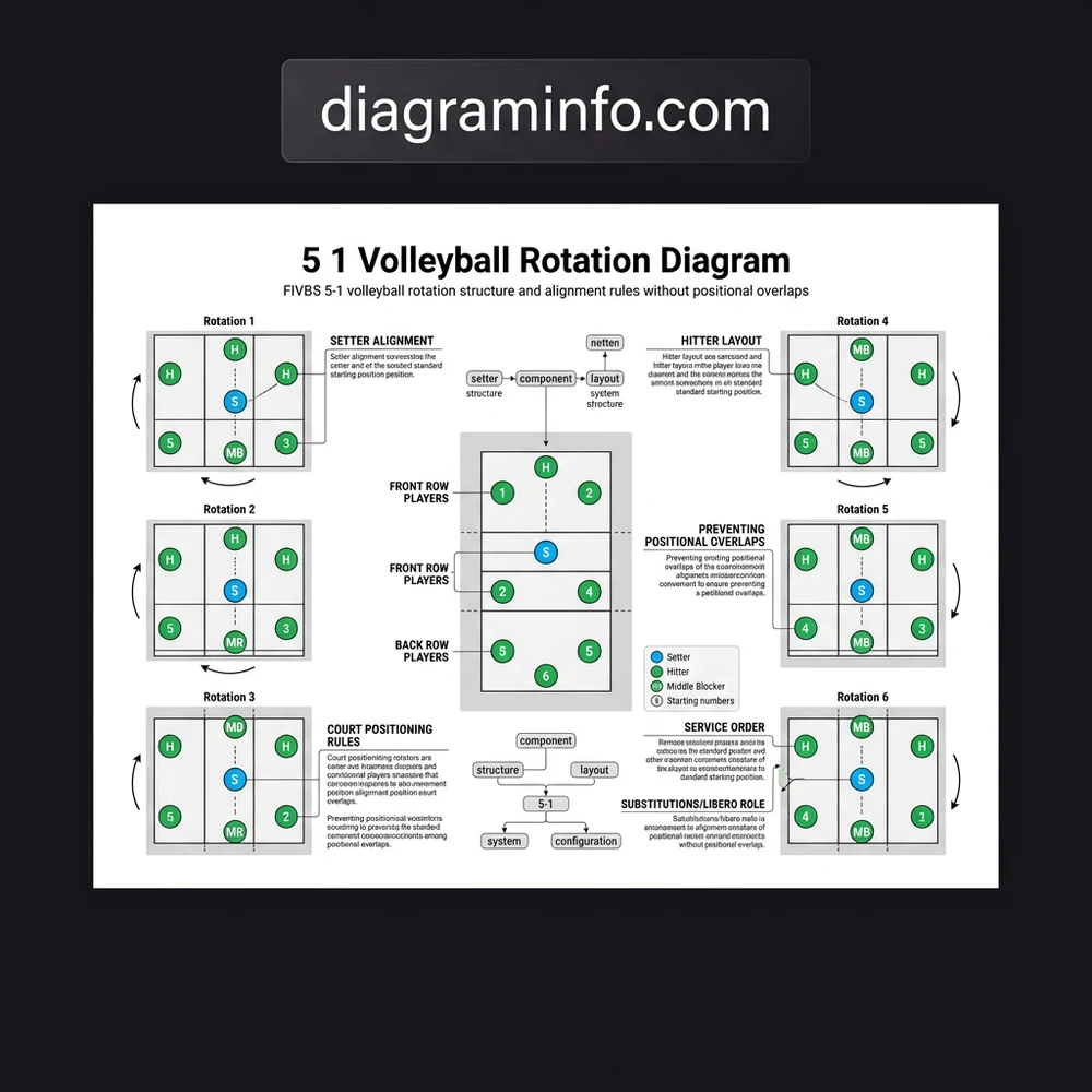 5-1 volleyball rotation diagram diagram with labeled components and explanations