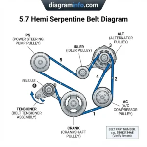 5.7 hemi serpentine belt diagram diagram with labeled components and explanations