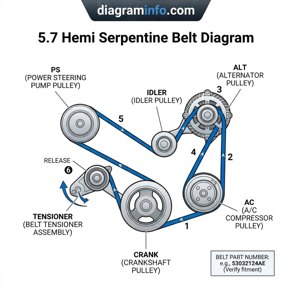 Dodge 5.7 Hemi Serpentine Belt Diagram: Proper Routing 2026