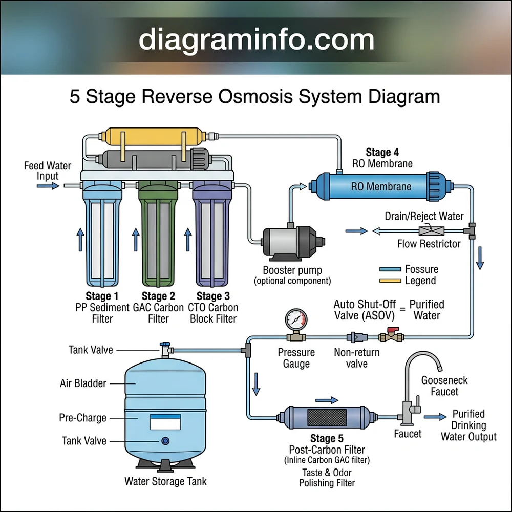 5 stage reverse osmosis system diagram diagram with labeled components and explanations