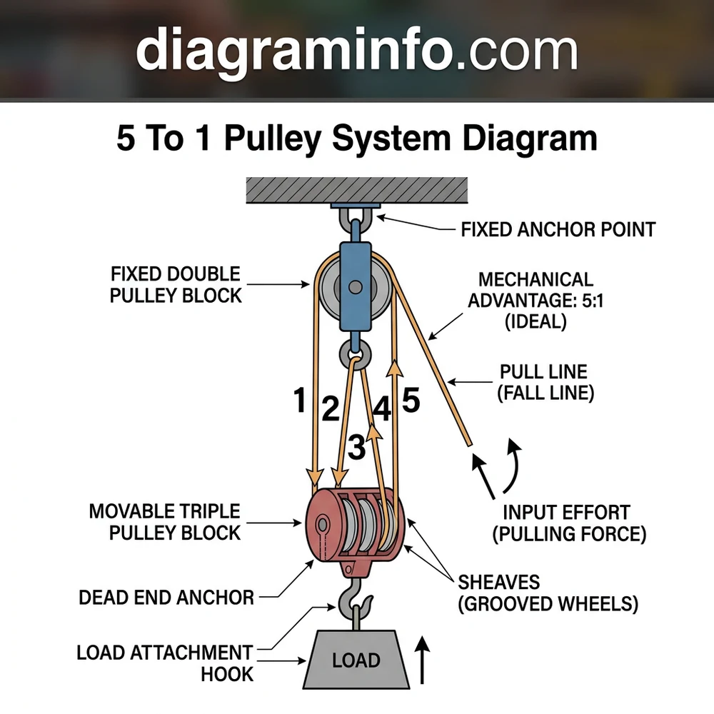 Block & Tackle 5 to 1 Pulley System Diagram: Setup 2026