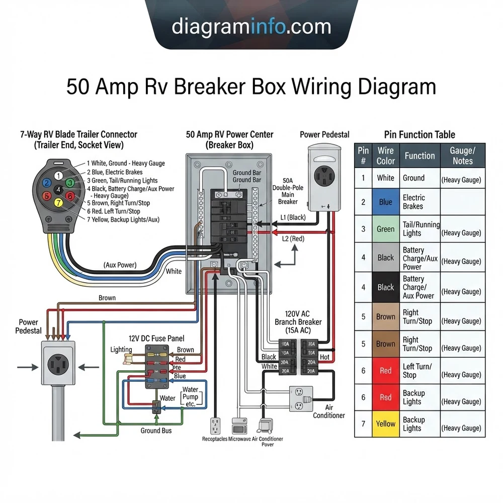 7-Way RV Blade 50 Amp RV Breaker Box Wiring Diagram Guide (2026)
