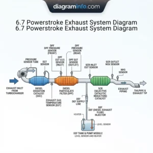 6.7 powerstroke exhaust system diagram diagram with labeled components and explanations