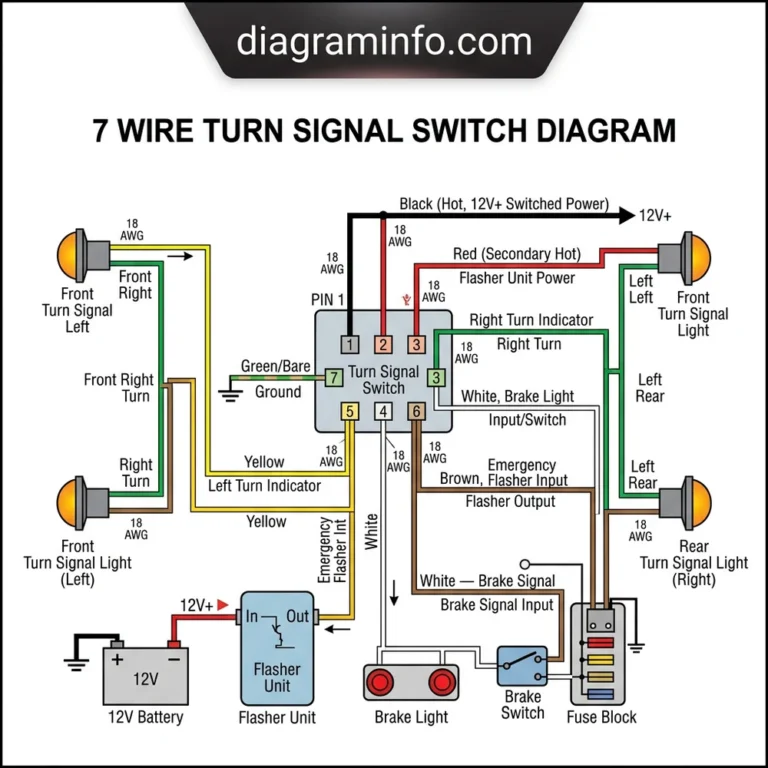 7 wire turn signal switch diagram diagram with labeled components and explanations