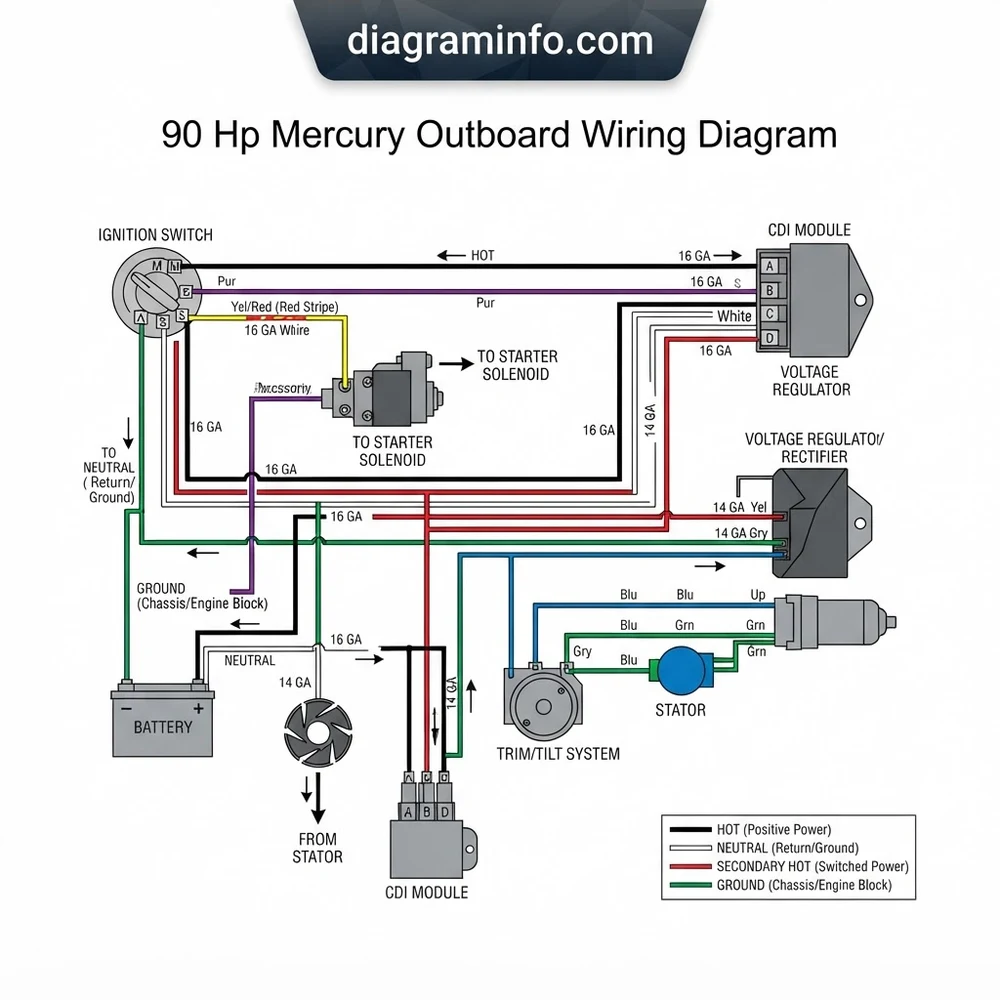 90 HP Mercury Outboard Wiring Diagram: 2026 Pinout