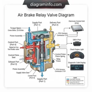 air brake relay valve diagram diagram with labeled components and explanations