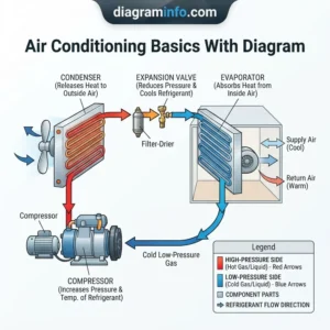 air conditioning basics with diagram diagram with labeled components and explanations