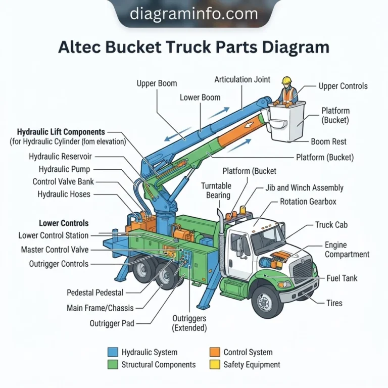 altec bucket truck parts diagram diagram with labeled components and explanations