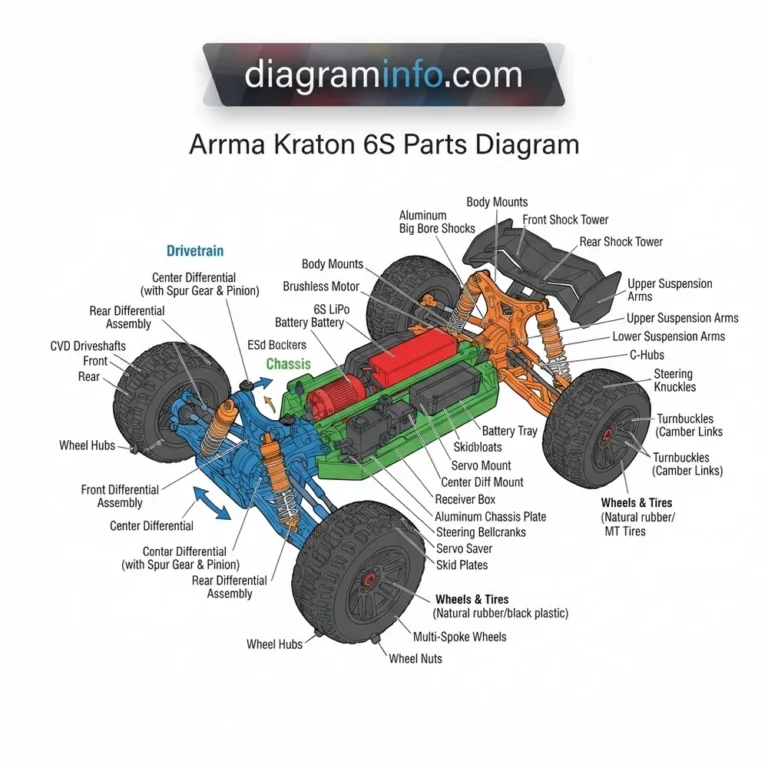 arrma kraton 6s parts diagram diagram with labeled components and explanations