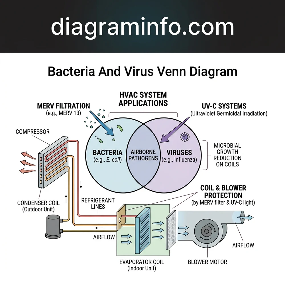 bacteria and virus venn diagram diagram with labeled components and explanations