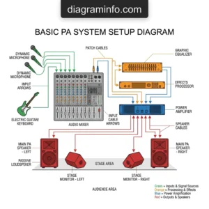 basic pa system setup diagram diagram with labeled components and explanations