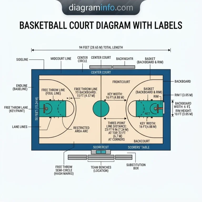 basketball court diagram with labels diagram with labeled components and explanations
