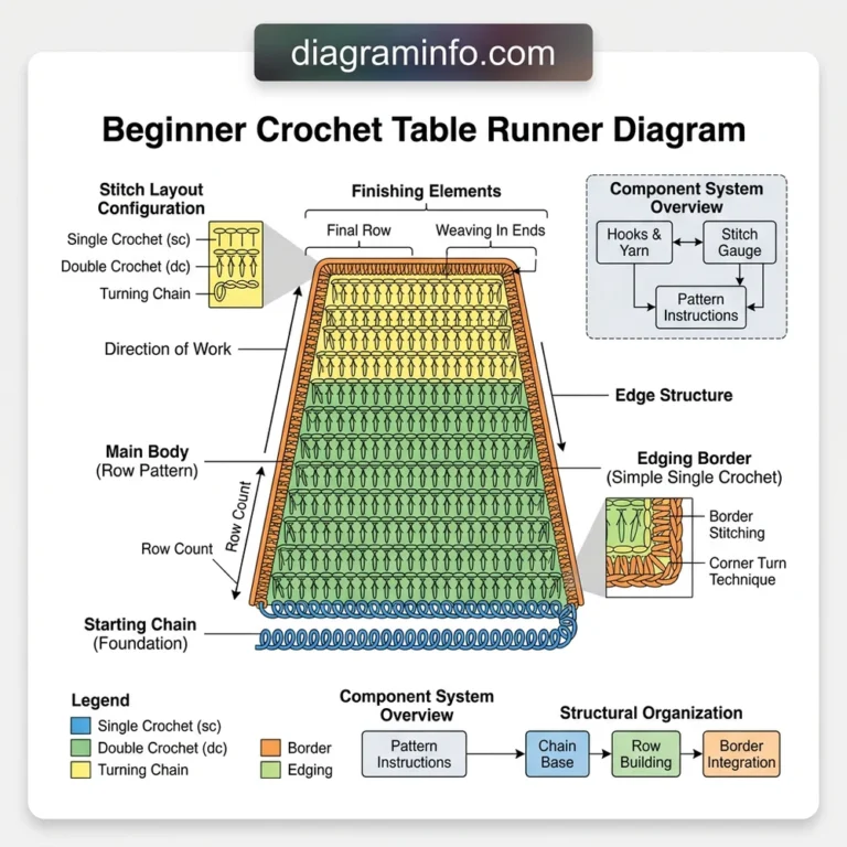 beginner crochet table runner diagram diagram with labeled components and explanations