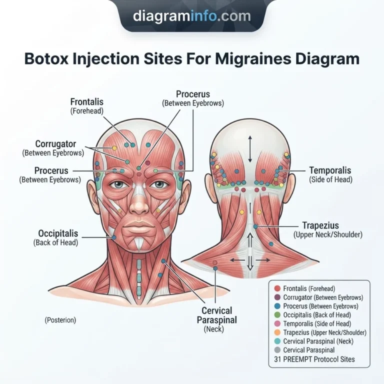 botox injection sites for migraines diagram diagram with labeled components and explanations