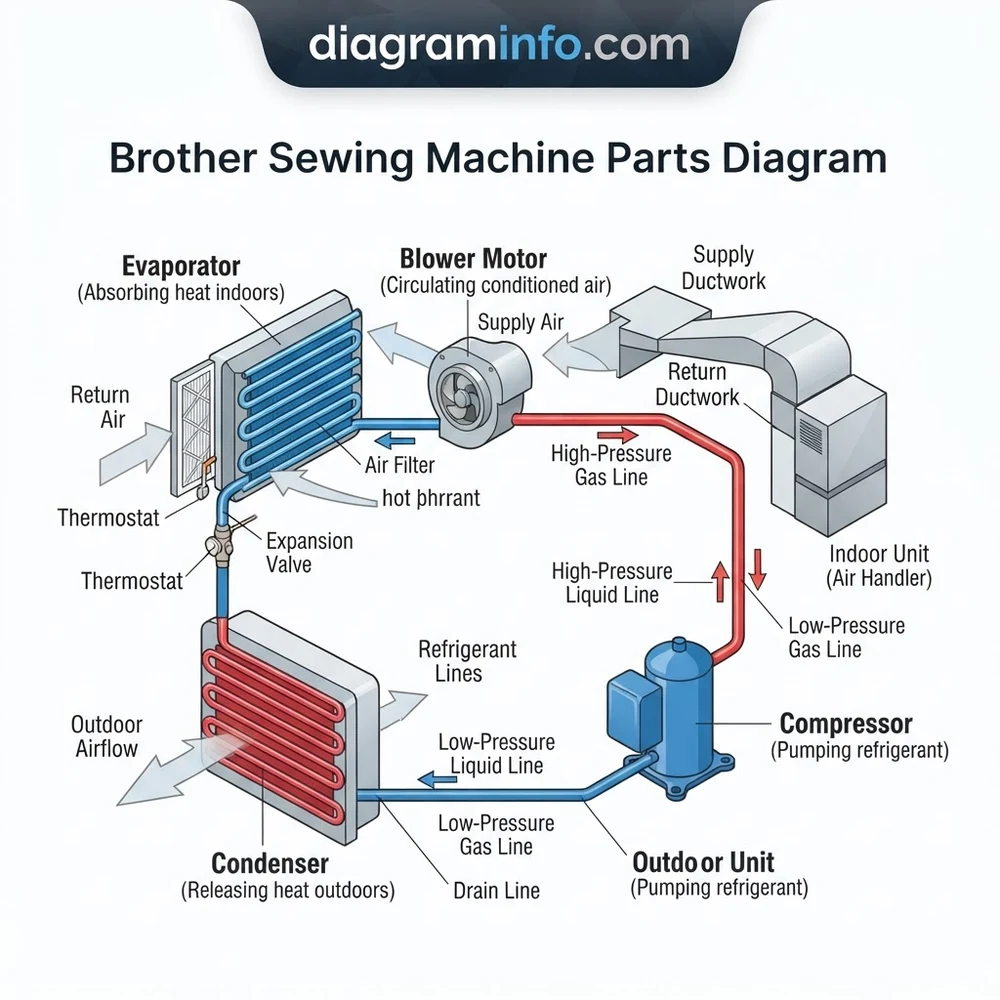 brother sewing machine parts diagram diagram with labeled components and explanations