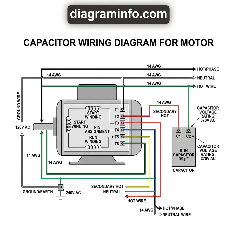 capacitor wiring diagram for motor diagram with labeled components and explanations