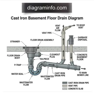 cast iron basement floor drain diagram diagram with labeled components and explanations