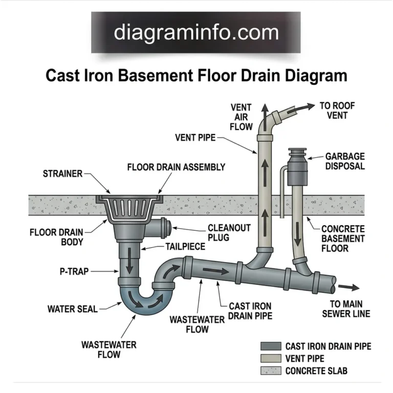 cast iron basement floor drain diagram diagram with labeled components and explanations