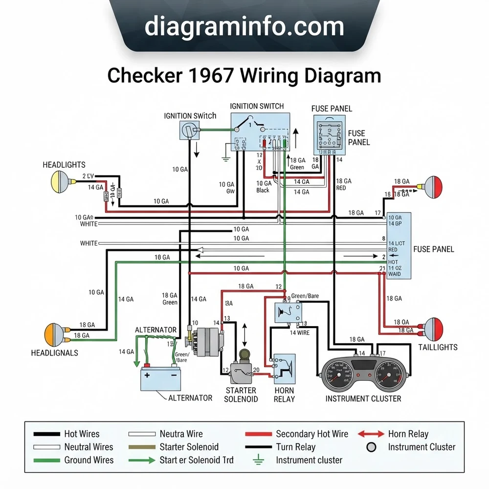 checker 1967 wiring diagram diagram with labeled components and explanations