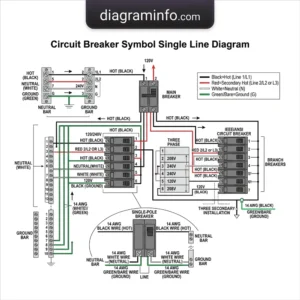 circuit breaker symbol single line diagram diagram with labeled components and explanations