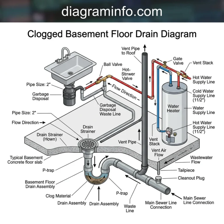 clogged basement floor drain diagram diagram with labeled components and explanations