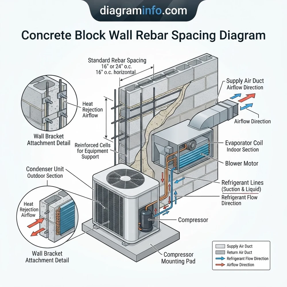 concrete block wall rebar spacing diagram diagram with labeled components and explanations