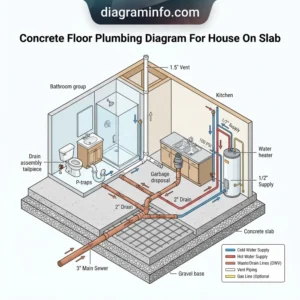 concrete floor plumbing diagram for house on slab diagram with labeled components and explanations