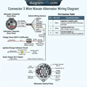 connector 3 wire nissan alternator wiring diagram diagram with labeled components and explanations
