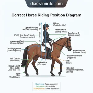 correct horse riding position diagram diagram with labeled components and explanations